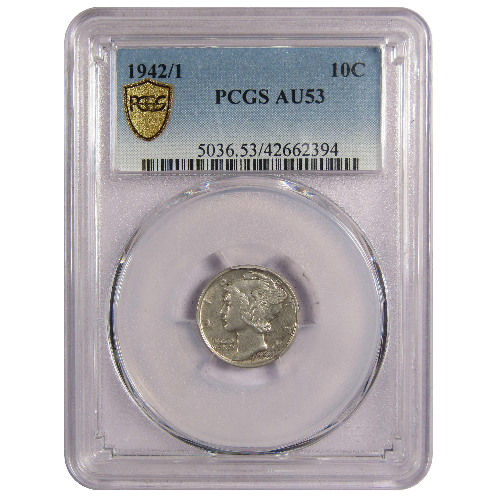 1942/1 Mercury Dime AU 53 PCGS 90% Silver 10c US Coin SKU:IPC7193