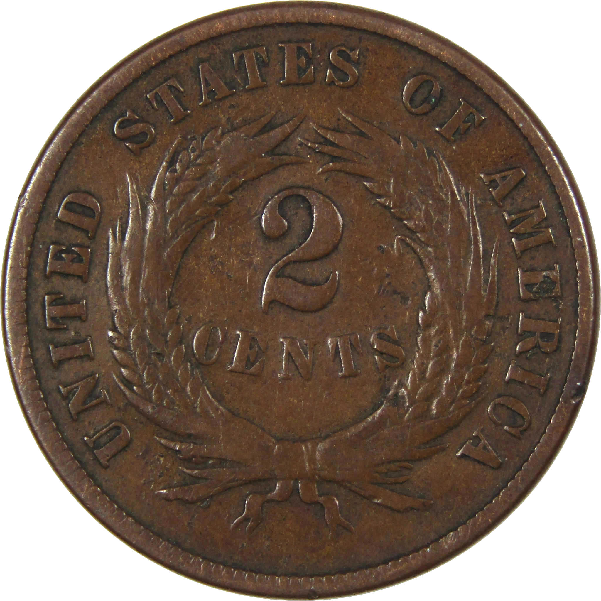1870 Two Cent Piece G Good Bronze 2c US Type Coin Collectible SKU:I217