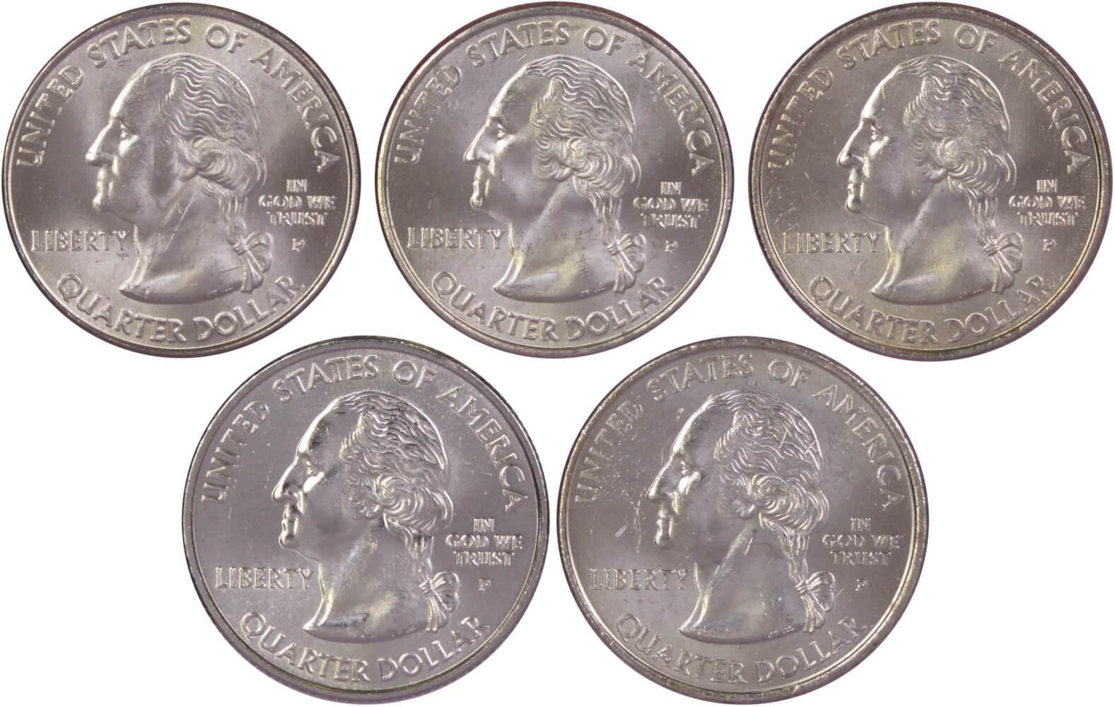 2001 P State Quarter 5 Coin Set BU Uncirculated Mint State 25c