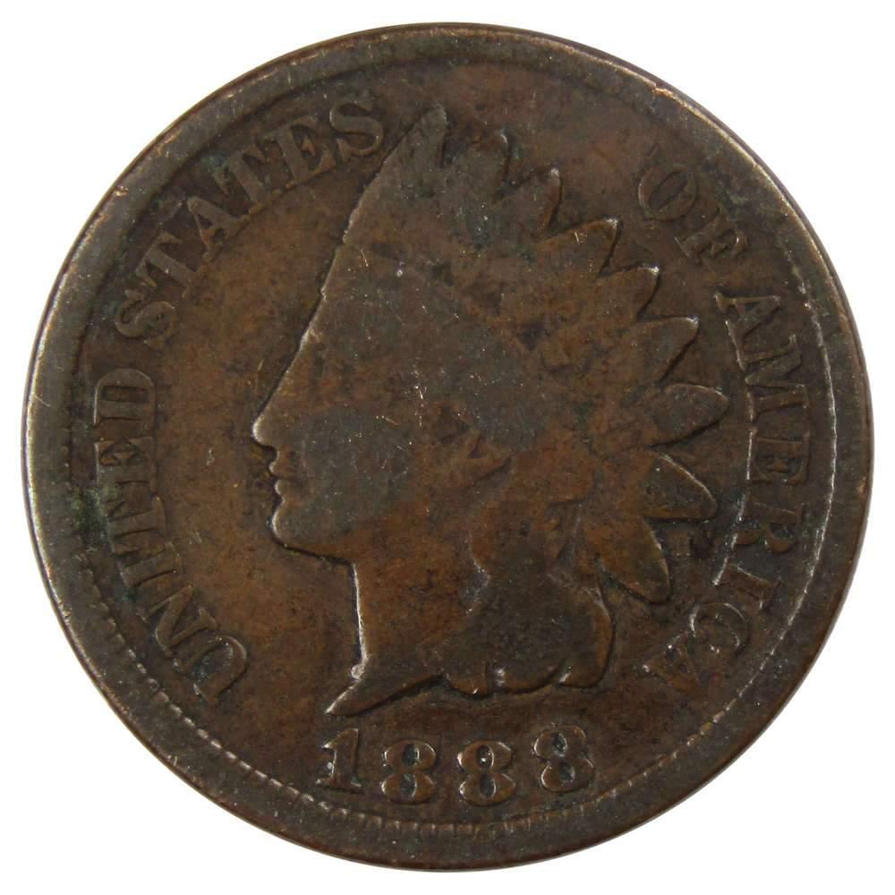 1888 Indian Head Cent Bronze Penny 1c Coin Collectible