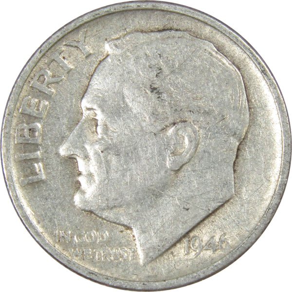 1946 S Roosevelt Dime AG About Good 90% Silver 10c US Coin Collectible - Roosevelt coin - Profile Coins &amp; Collectibles