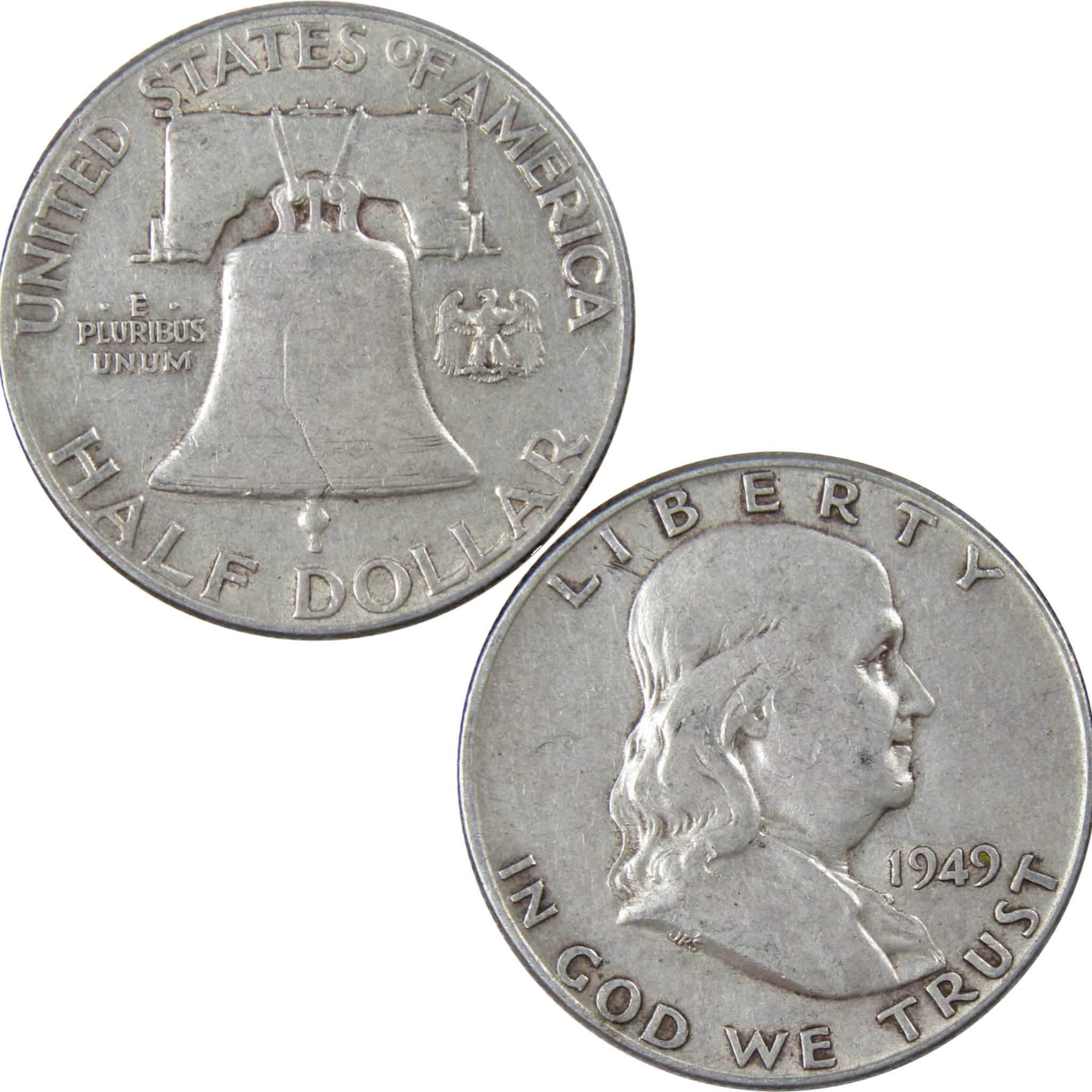 1949 Franklin Half Dollar VF Very Fine 90% Silver 50c US Coin Collectible