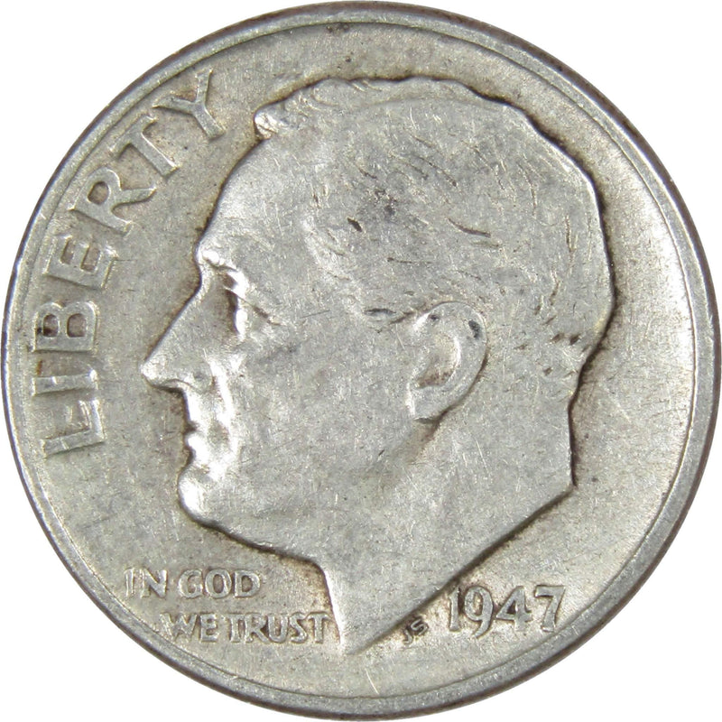 1947 Roosevelt Dime AG About Good 90% Silver 10c US Coin Collectible - Roosevelt coin - Profile Coins &amp; Collectibles