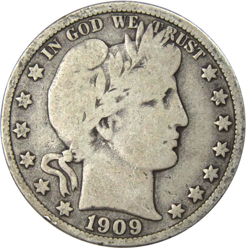 1909 Barber Half Dollar VG Very Good 90% Silver 50c US Type Coin Collectible