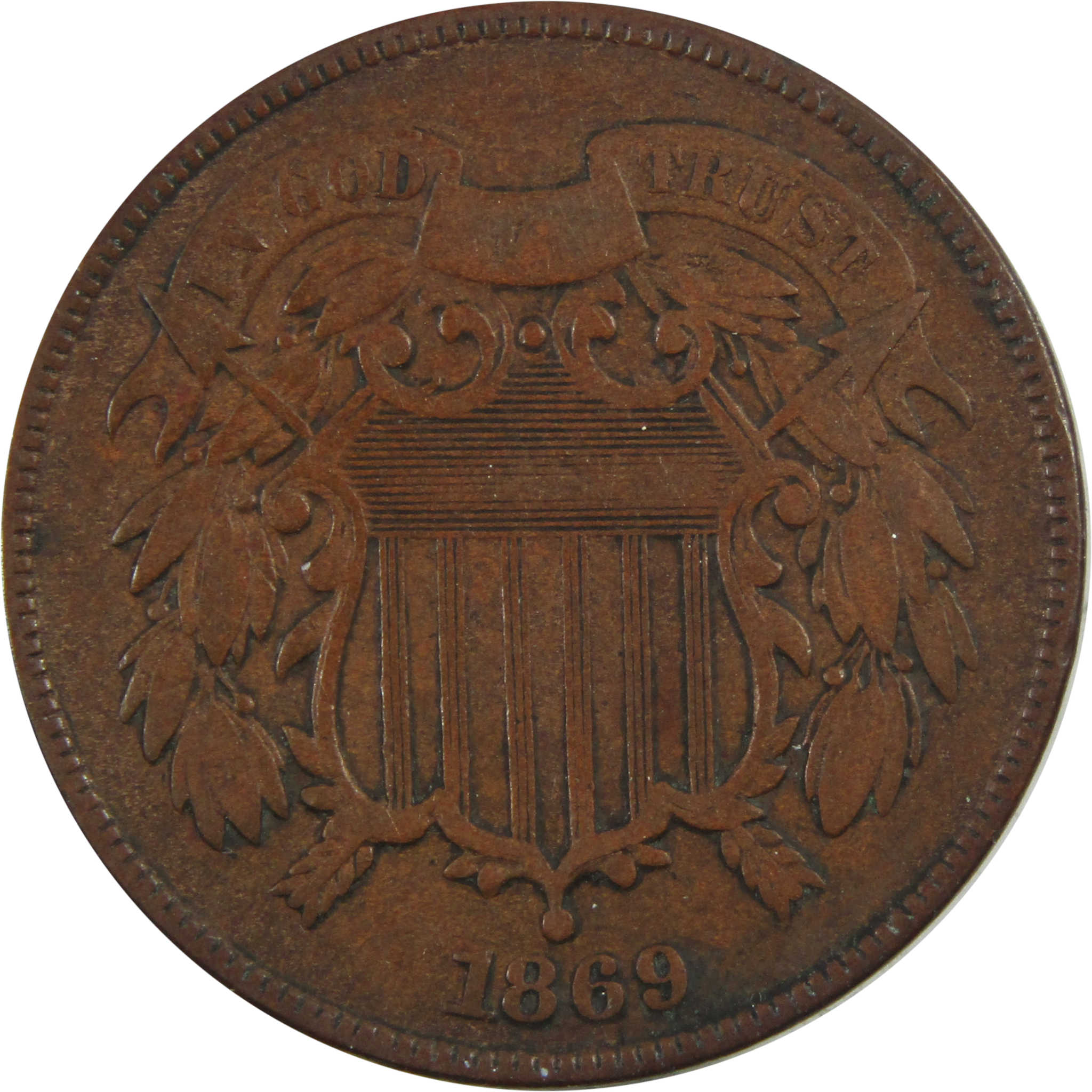 1869 Two Cent Piece VF Very Fine 2c Coin SKU:I4926