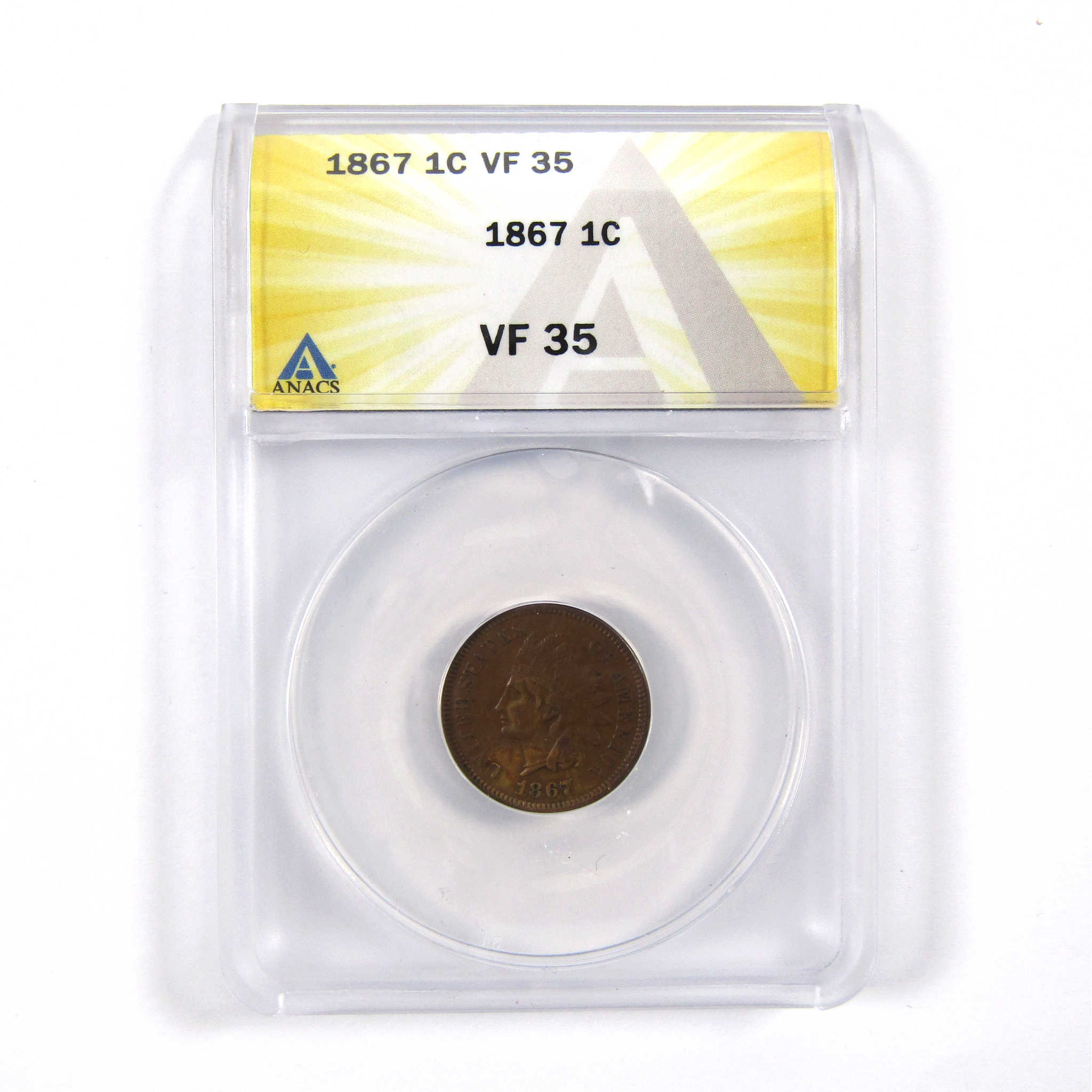 1867 Indian Head Cent VF 35 ANACS Penny 1c Coin SKU:CPC2715