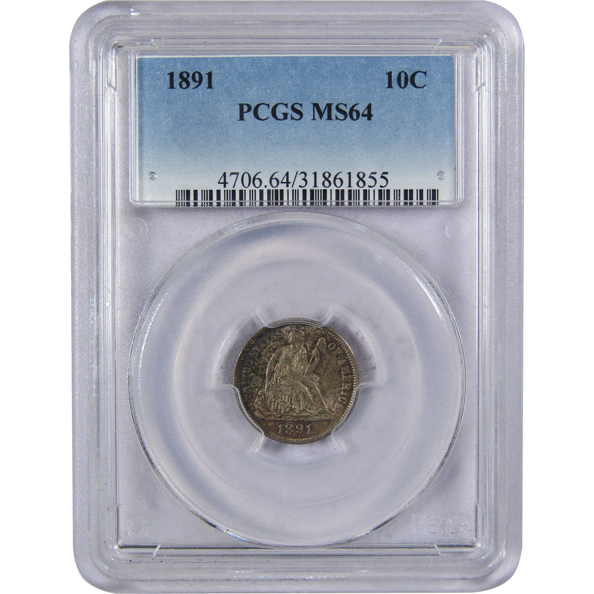 1891 Seated Liberty Dime MS 64 PCGS Silver 10c Uncirculated SKU:I861
