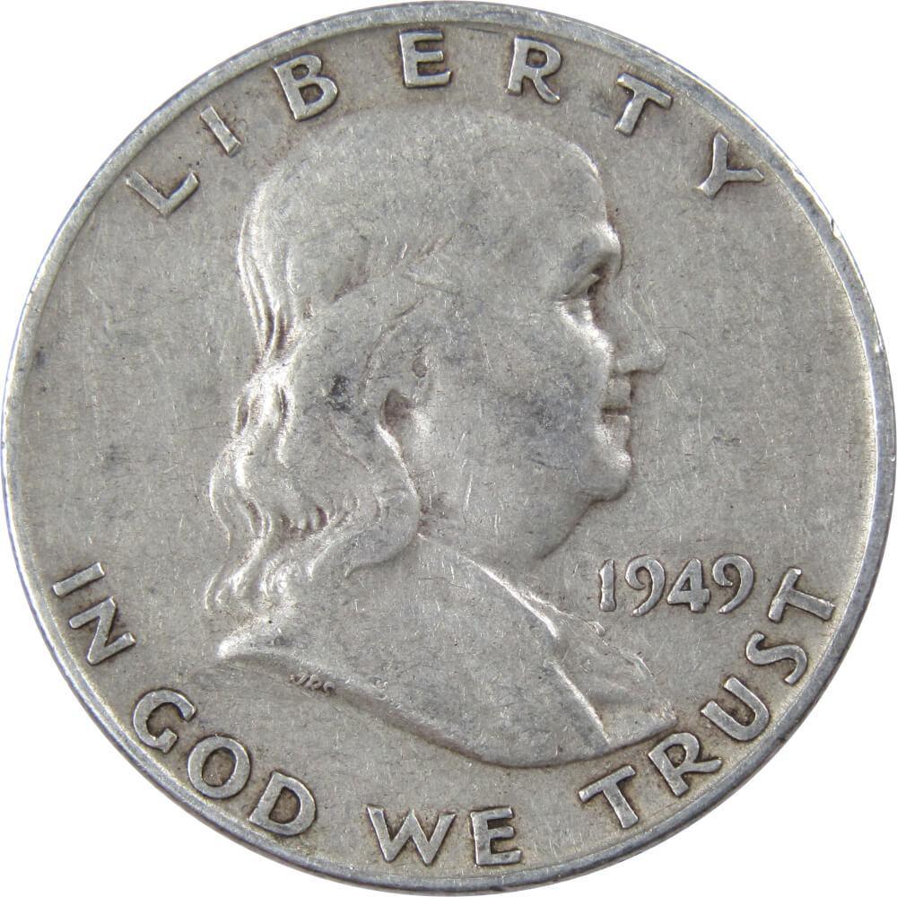 1949 D Franklin Half Dollar F Fine 90% Silver 50c US Coin Collectible