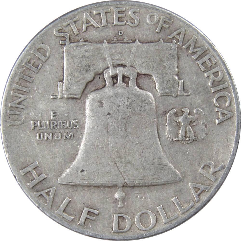 1949 D Franklin Half Dollar F Fine 90% Silver 50c US Coin Collectible