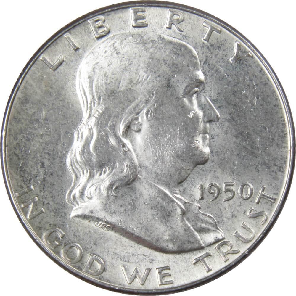 1950 Franklin Half Dollar AU About Uncirculated 90% Silver 50c US Coin