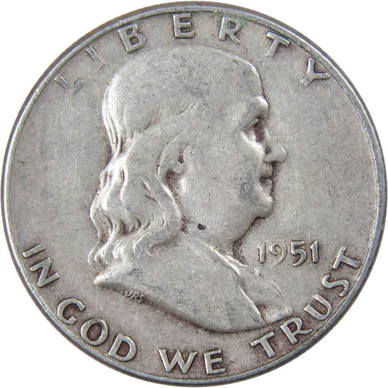 1951 S Franklin Half Dollar F Fine 90% Silver 50c US Coin Collectible - Franklin Half Dollar - Franklin half dollars - Franklin coins - Profile Coins &amp; Collectibles