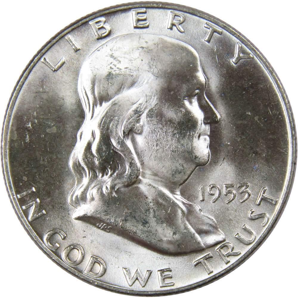 1953 D Franklin Half Dollar BU Uncirculated Mint State 90% Silver 50c US Coin