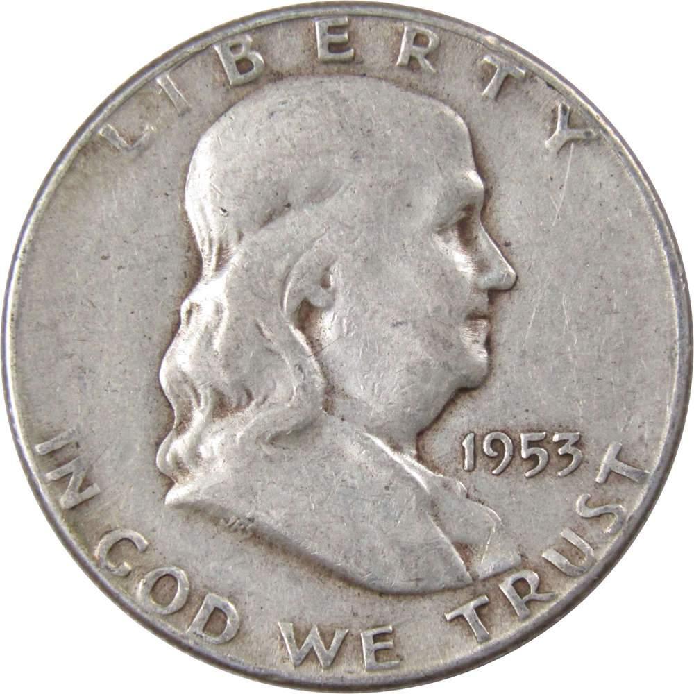 1953 S Franklin Half Dollar F Fine 90% Silver 50c US Coin Collectible