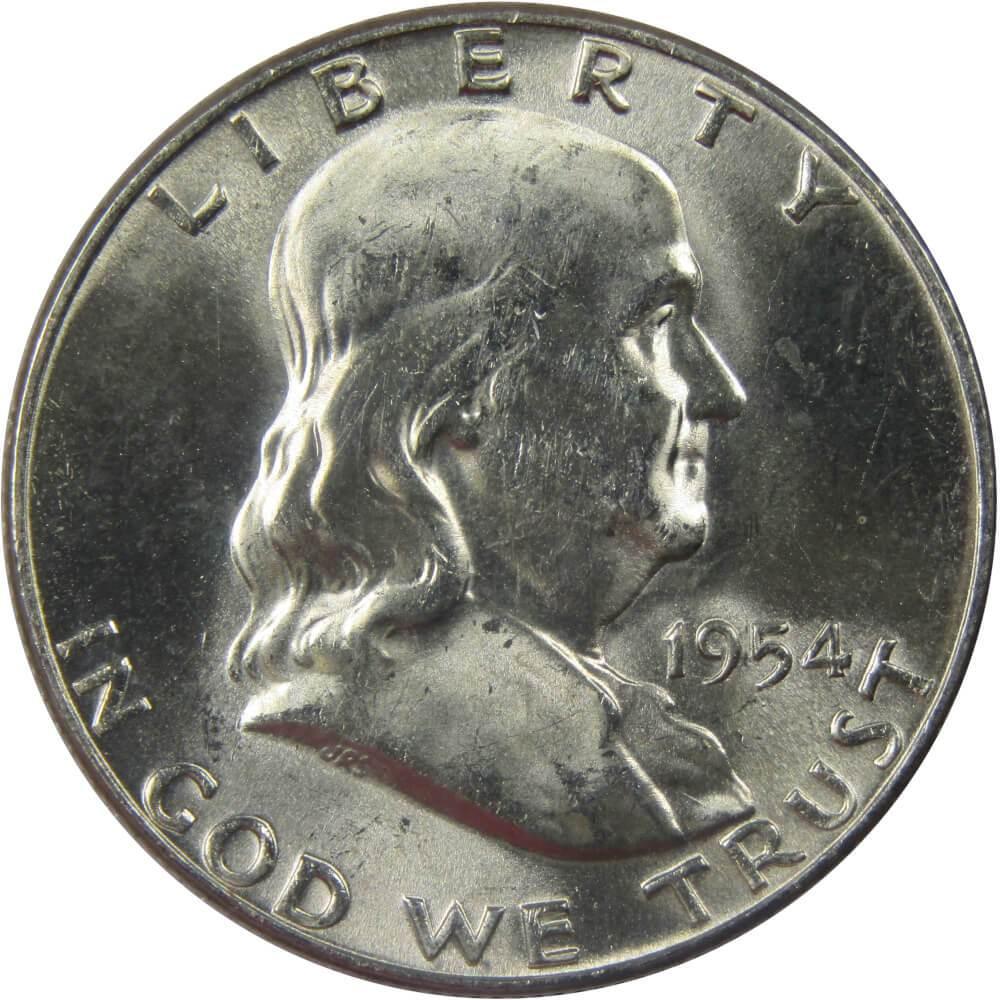 1954 Franklin Half Dollar BU Uncirculated Mint State 90% Silver 50c US Coin