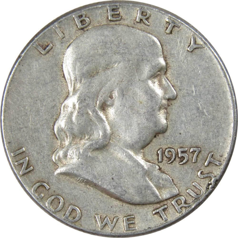 1957 Franklin Half Dollar AG About Good 90% Silver 50c US Coin Collectible - Franklin Half Dollar - Franklin half dollars - Franklin coins - Profile Coins &amp; Collectibles