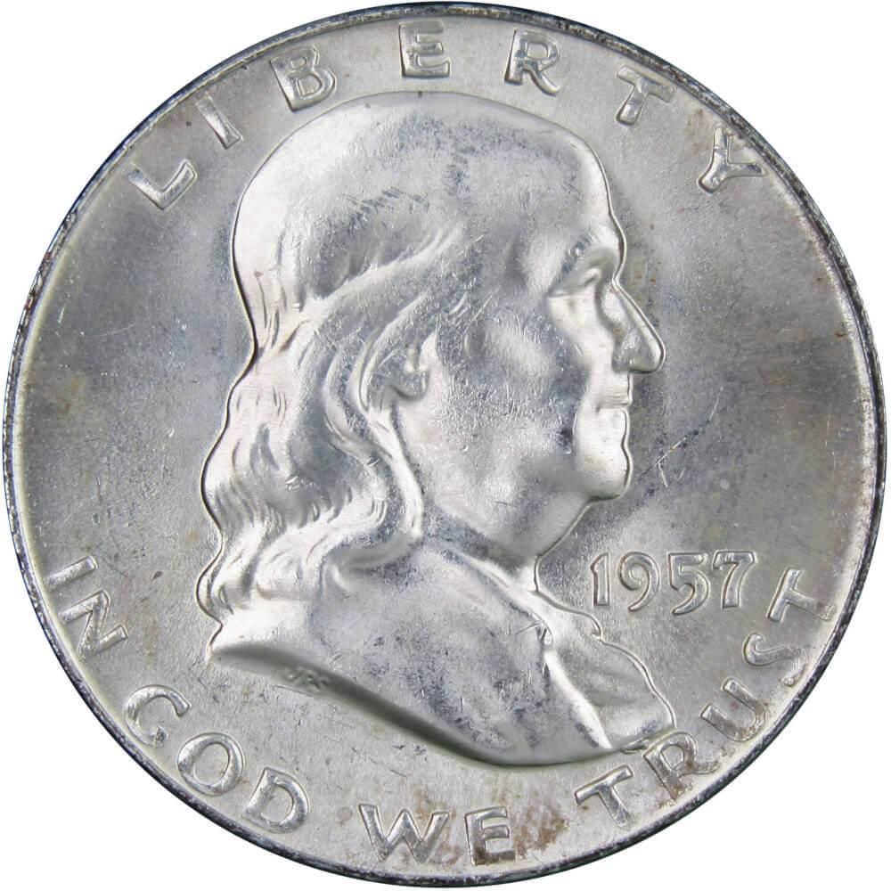 1957 D Franklin Half Dollar BU Uncirculated Mint State 90% Silver 50c US Coin