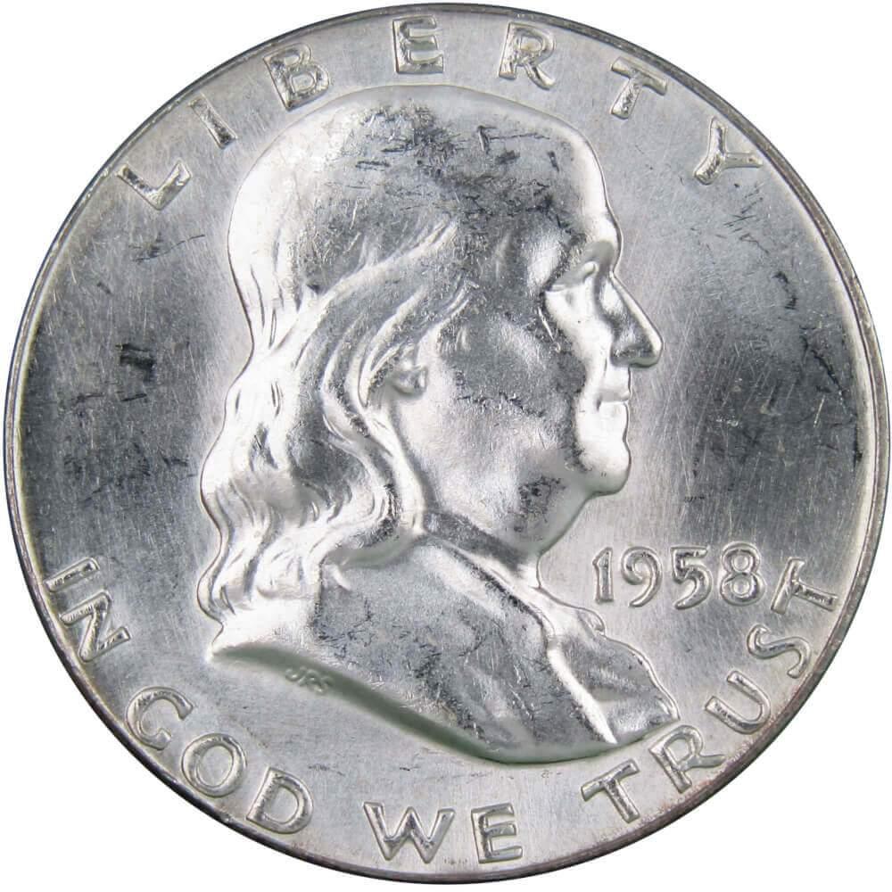 1958 Franklin Half Dollar BU Uncirculated Mint State 90% Silver 50c US Coin
