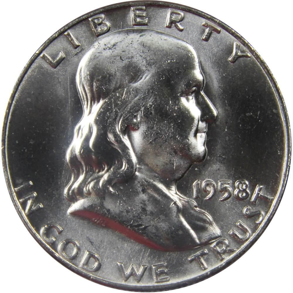 1958 D Franklin Half Dollar BU Uncirculated Mint State 90% Silver 50c US Coin