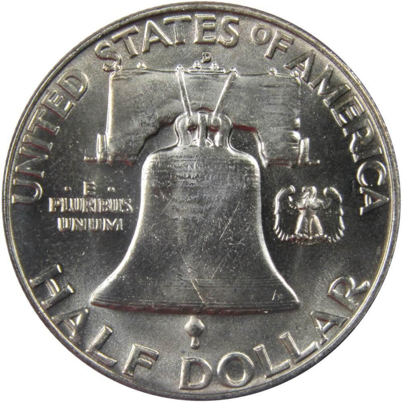 1958 D Franklin Half Dollar BU Uncirculated Mint State 90% Silver 50c US Coin - Franklin Half Dollar - Franklin half dollars - Franklin coins - Profile Coins &amp; Collectibles