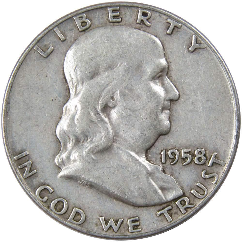 1958 D Franklin Half Dollar AG About Good 90% Silver 50c US Coin Collectible