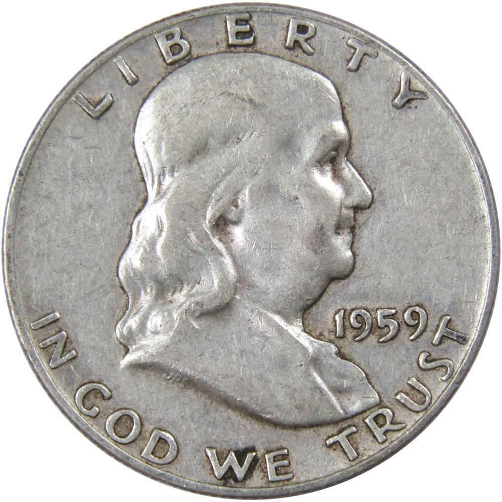 1959 Franklin Half Dollar AG About Good 90% Silver 50c US Coin Collectible