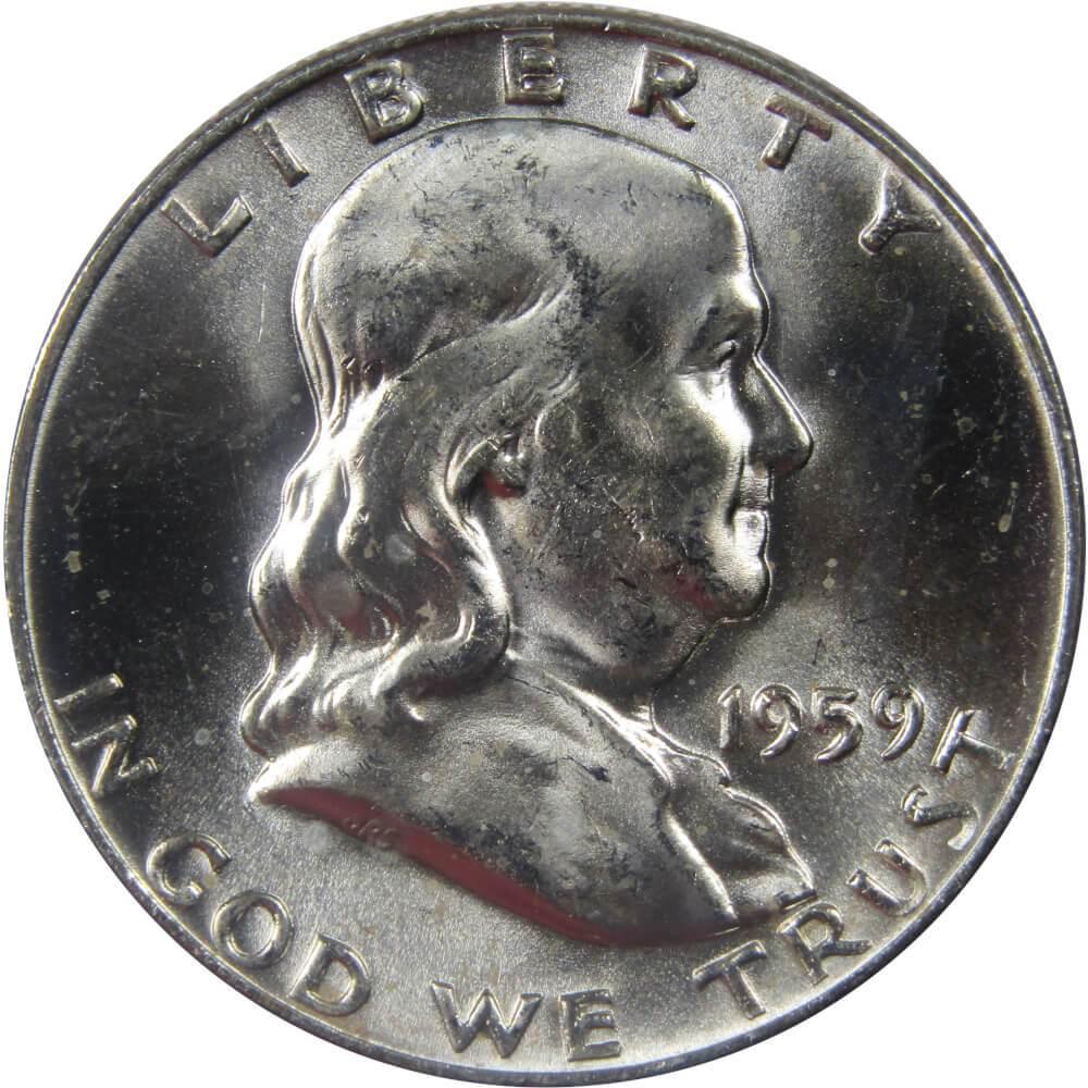 1959 D Franklin Half Dollar BU Uncirculated Mint State 90% Silver 50c US Coin