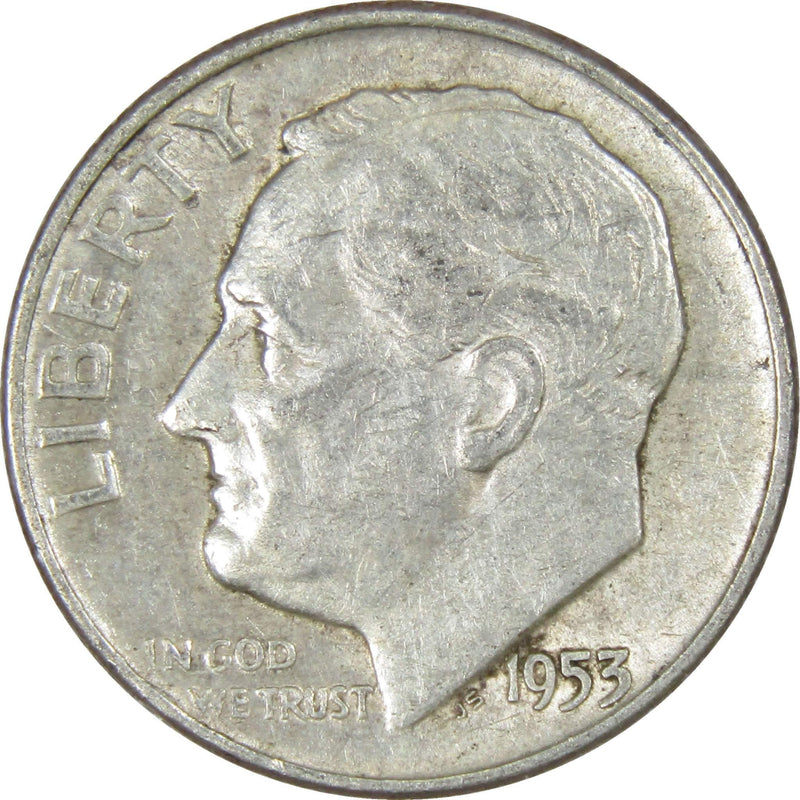 1953 D Roosevelt Dime AG About Good 90% Silver 10c US Coin Collectible - Roosevelt coin - Profile Coins &amp; Collectibles