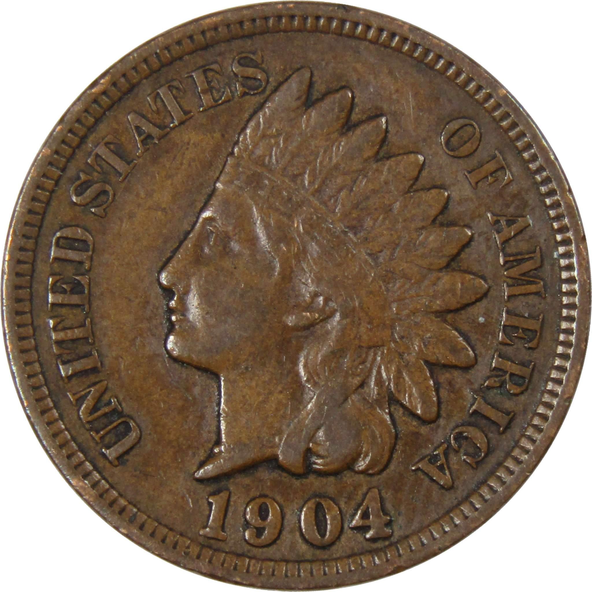 1904 Indian Head Cent VF Very Fine Bronze Penny 1c Coin Collectible