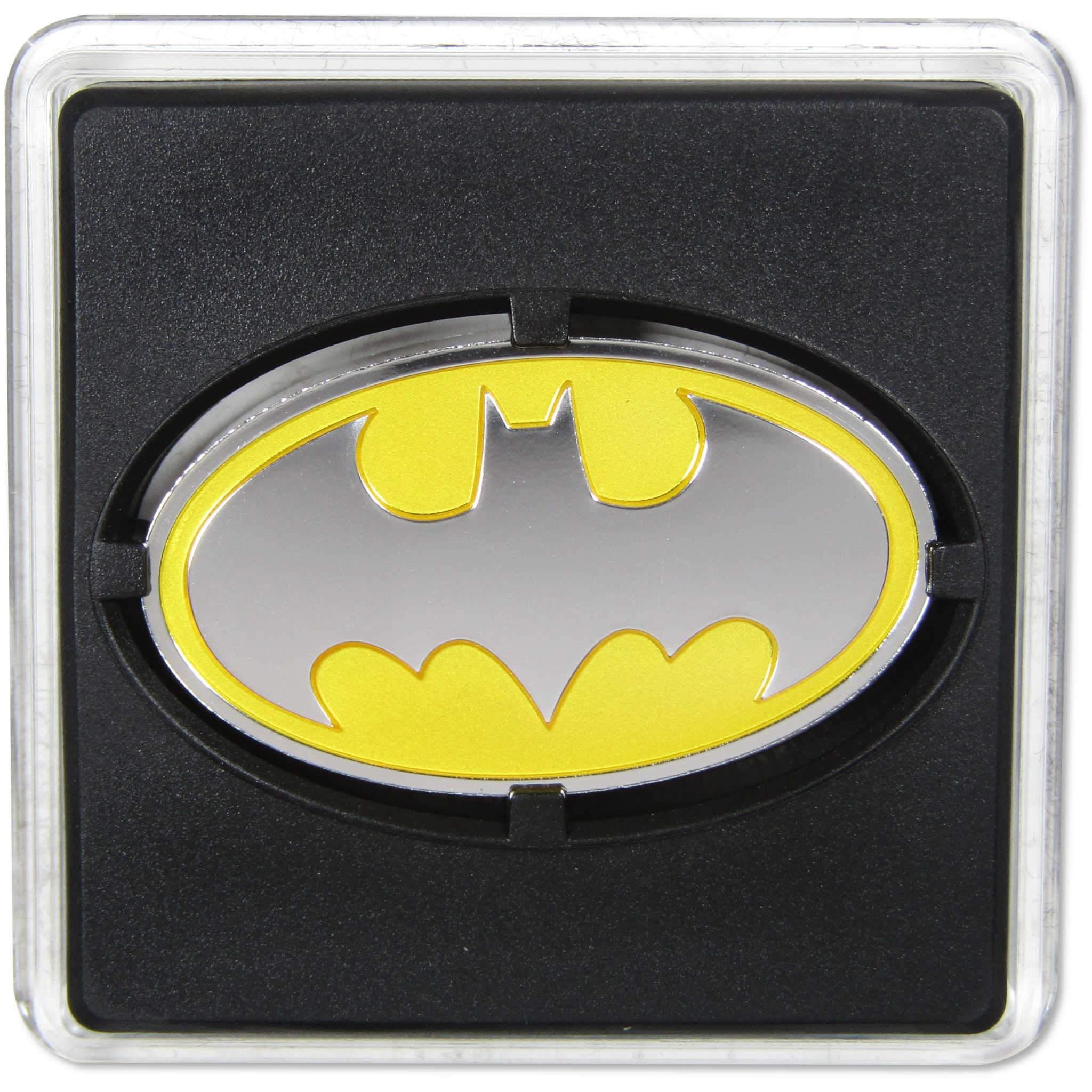 DC Batman Logo 1 oz .999 Fine Silver $2 Colorized Proof Coin 2021 Niue COA