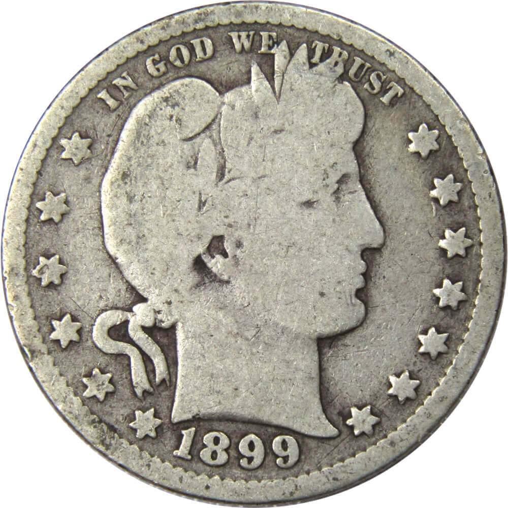1899 Barber Quarter G Good 90% Silver 25c US Type Coin Collectible