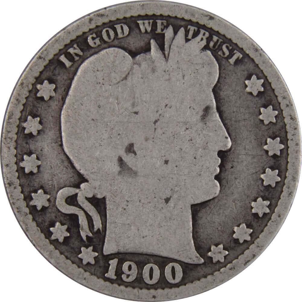 1900 Barber Quarter AG About Good 90% Silver 25c US Type Coin Collectible