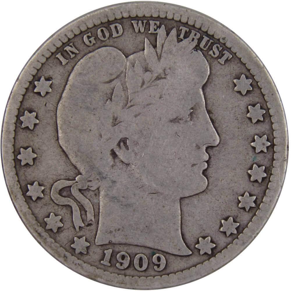 1909 D Barber Quarter AG About Good 90% Silver 25c US Type Coin Collectible