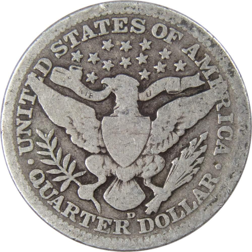1909 D Barber Quarter 90% Silver 25c US Type Coin Collectible