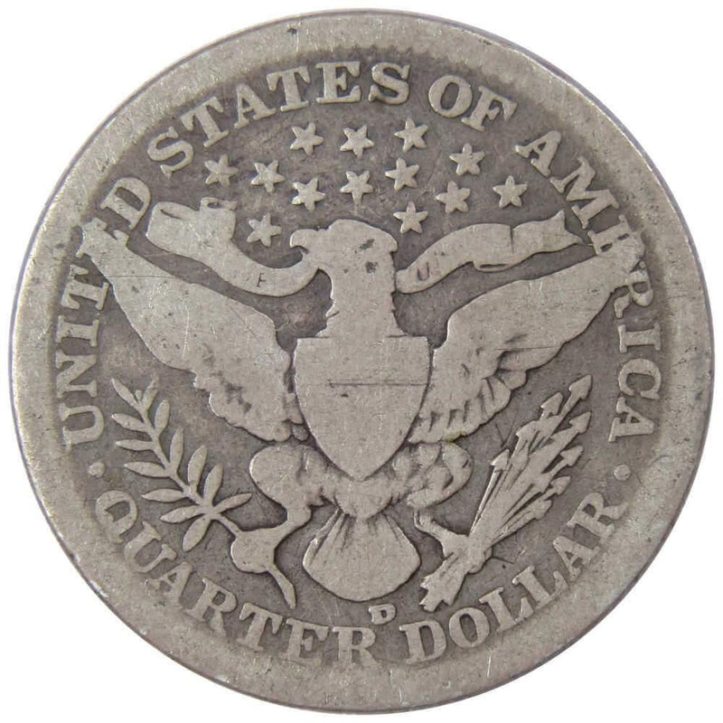 1910 D Barber Quarter AG About Good 90% Silver 25c US Type Coin Collectible - Barber Quarters - Barber Quarters for Sale - Profile Coins &amp; Collectibles