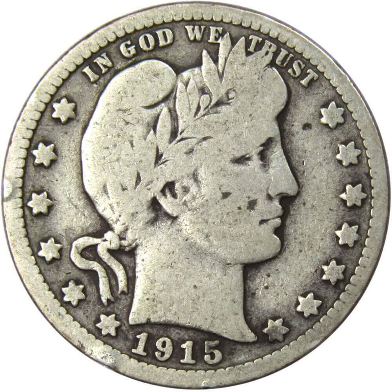 1915 Barber Quarter VG Very Good 90% Silver 25c US Type Coin Collectible - Barber Quarters - Barber Quarters for Sale - Profile Coins &amp; Collectibles