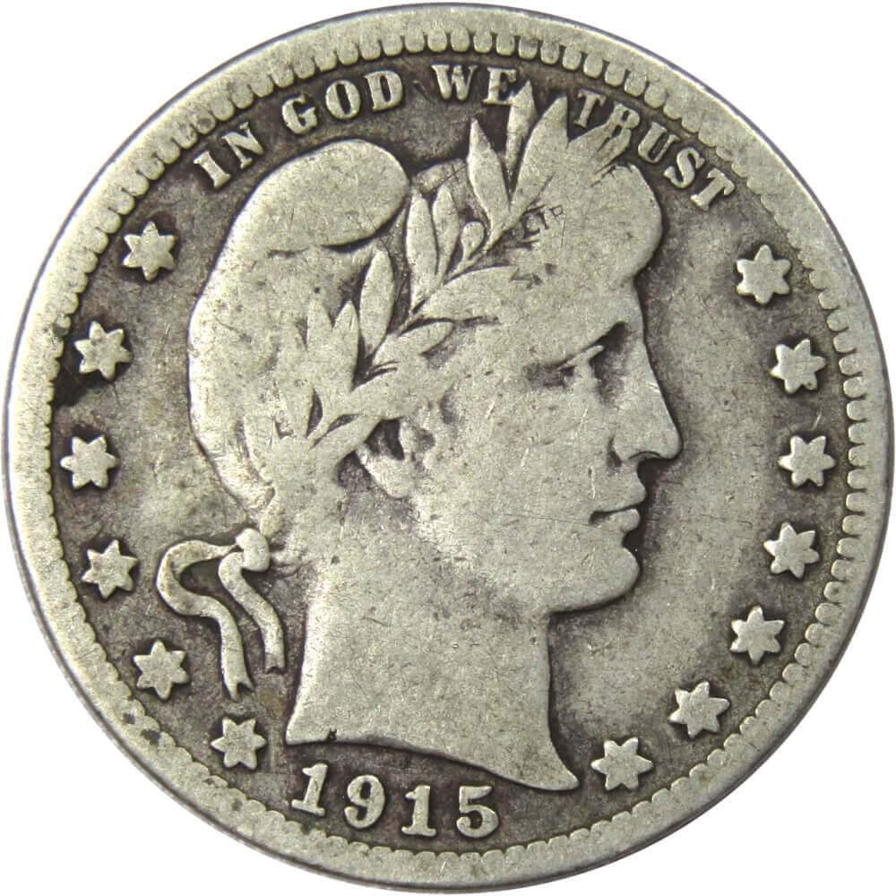 1915 S Barber Quarter VG Very Good 90% Silver 25c US Type Coin Collectible