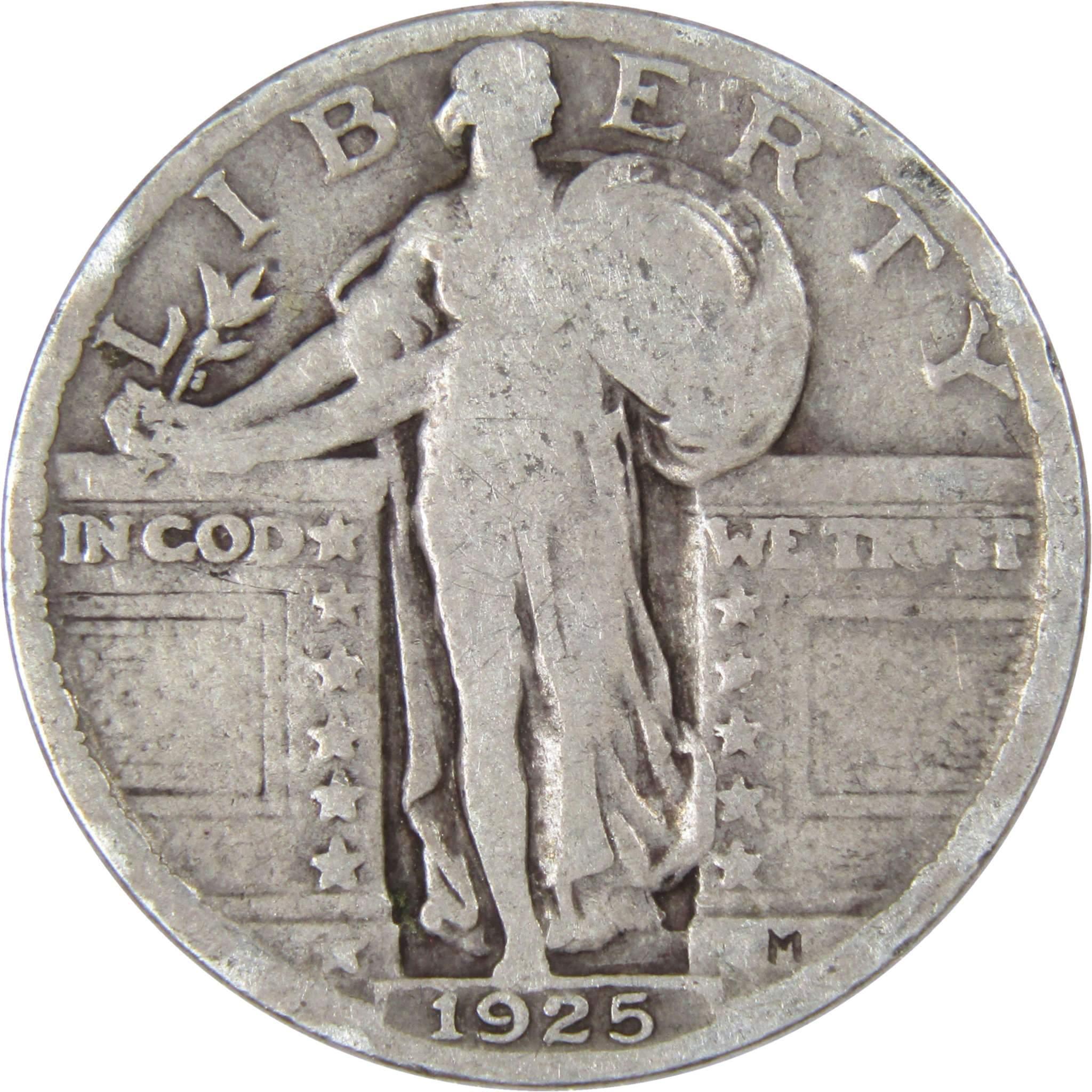 1925 Standing Liberty Quarter G Good 90% Silver 25c US Type Coin Collectible