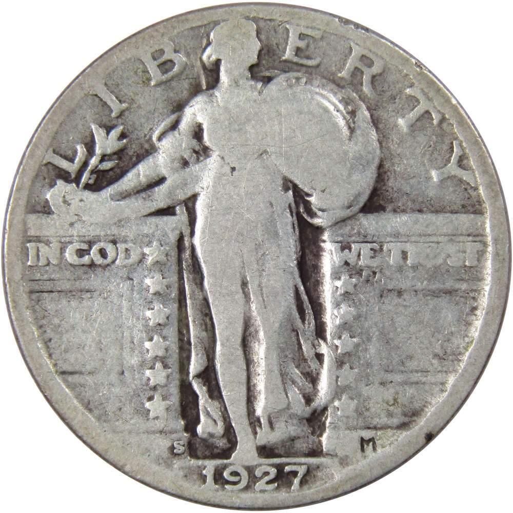 1927 S Standing Liberty Quarter G Good 90% Silver 25c US Type Coin Collectible