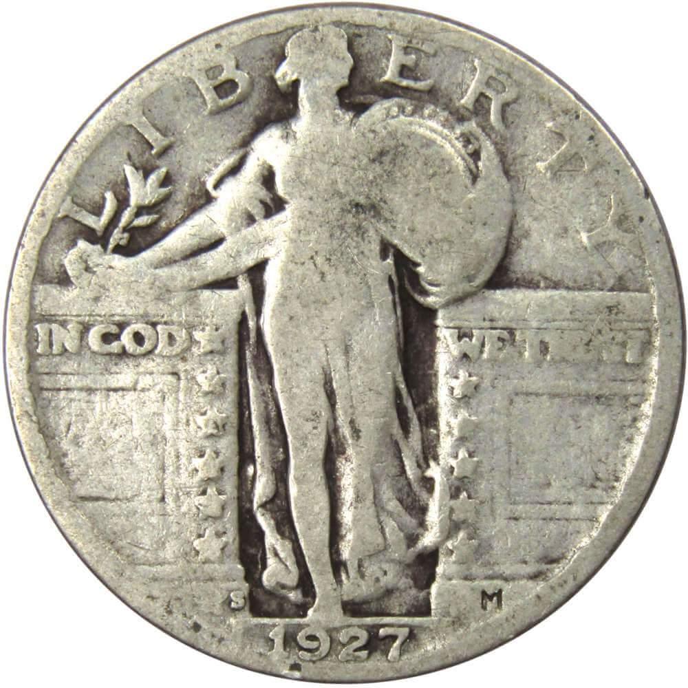 1927 S Standing Liberty Quarter AG About Good 90% Silver 25c US Type Coin