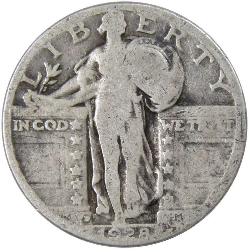 1928 D Standing Liberty Quarter AG About Good 90% Silver 25c US Type Coin - Standing Liberty Quarter for Sale - Profile Coins &amp; Collectibles
