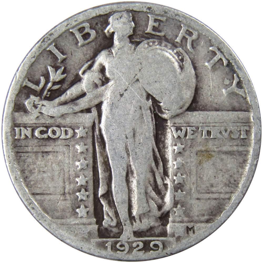 1929 Standing Liberty Quarter G Good 90% Silver 25c US Type Coin Collectible