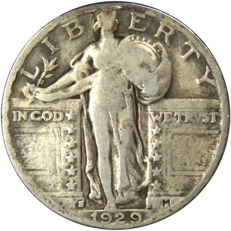 1929 S Standing Liberty Quarter VG Very Good 90% Silver 25c US Type Coin - Profile Coins & Collectibles 