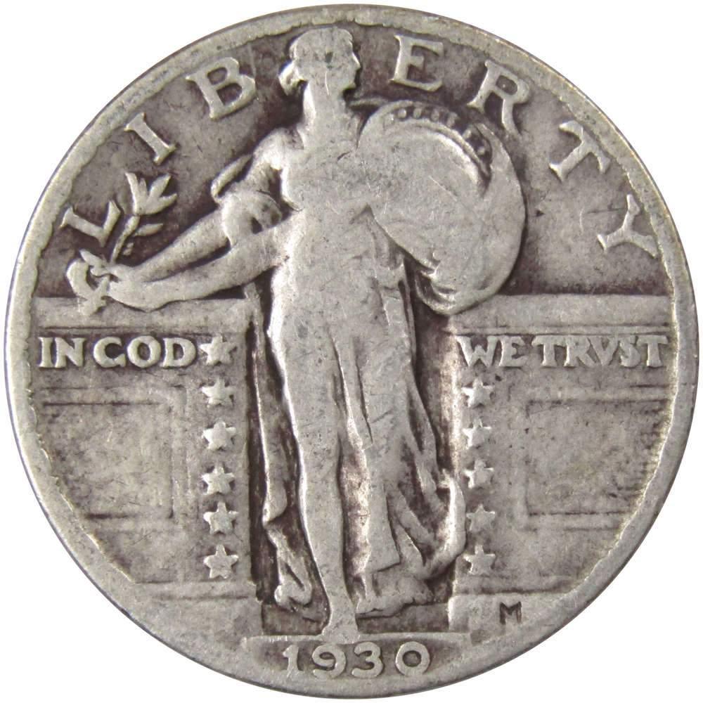 1930 Standing Liberty Quarter G Good 90% Silver 25c US Type Coin Collectible