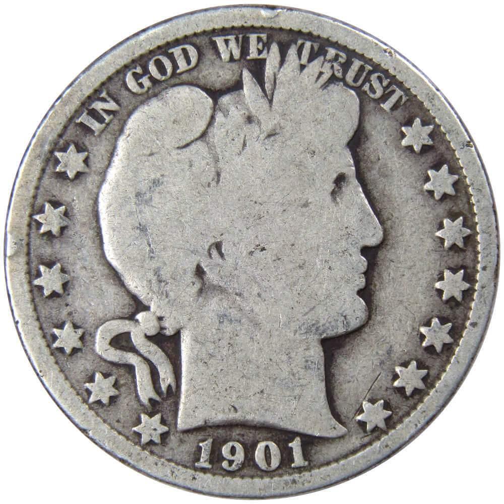 1901 Barber Half Dollar AG About Good 90% Silver 50c US Type Coin Collectible