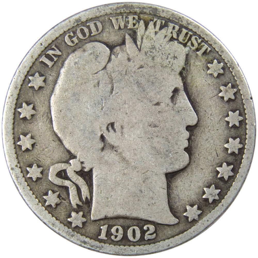 1902 Barber Half Dollar AG About Good 90% Silver 50c US Type Coin Collectible
