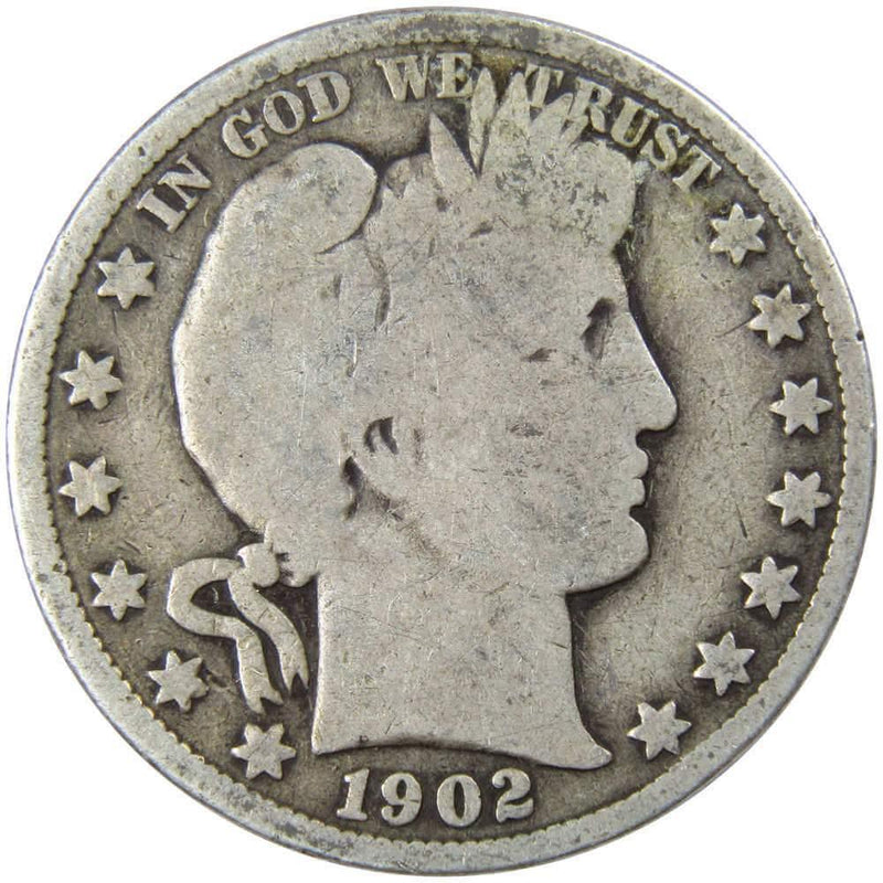 1902 Barber Half Dollar AG About Good 90% Silver 50c US Type Coin Collectible - Profile Coins & Collectibles 