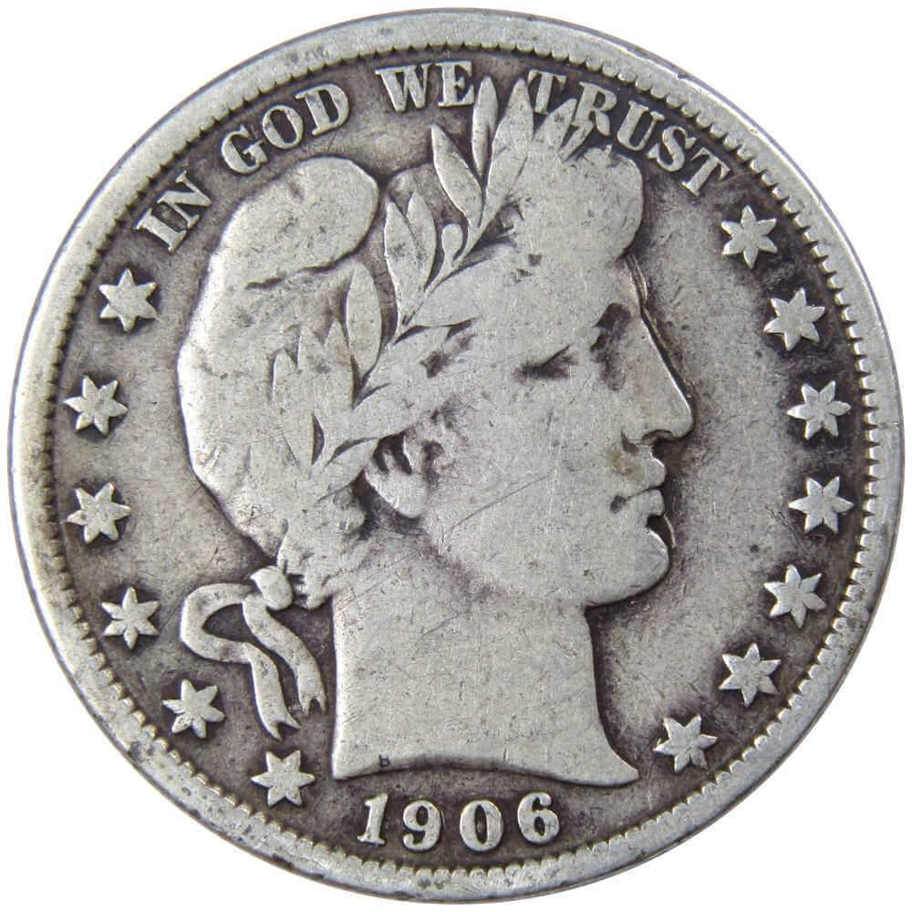1906 Barber Half Dollar VG Very Good 90% Silver 50c US Type Coin Collectible