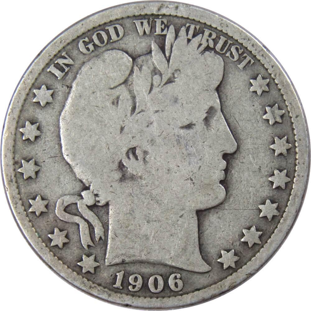 1906 Barber Half Dollar AG About Good 90% Silver 50c US Type Coin Collectible
