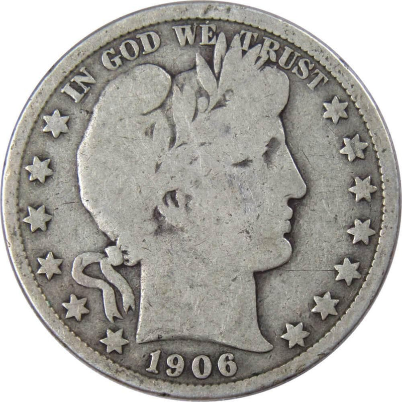 1906 Barber Half Dollar AG About Good 90% Silver 50c US Type Coin Collectible - Profile Coins & Collectibles 