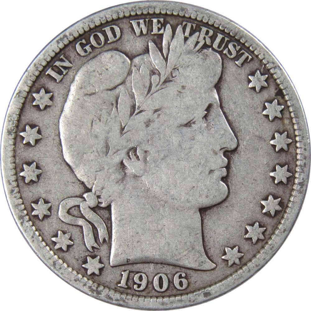 1906 D Barber Half Dollar VG Very Good 90% Silver 50c US Type Coin Collectible